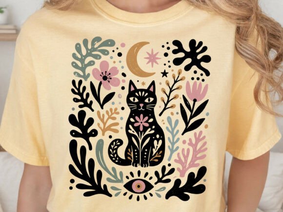 Download Mystical Black Cat Folk Art PNG File - Png file Collection